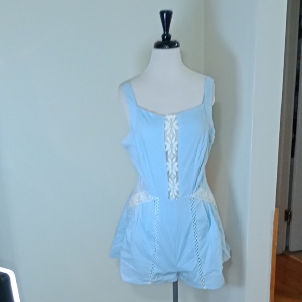 Dygarni Light Blue Lace Trim Romper SZ L